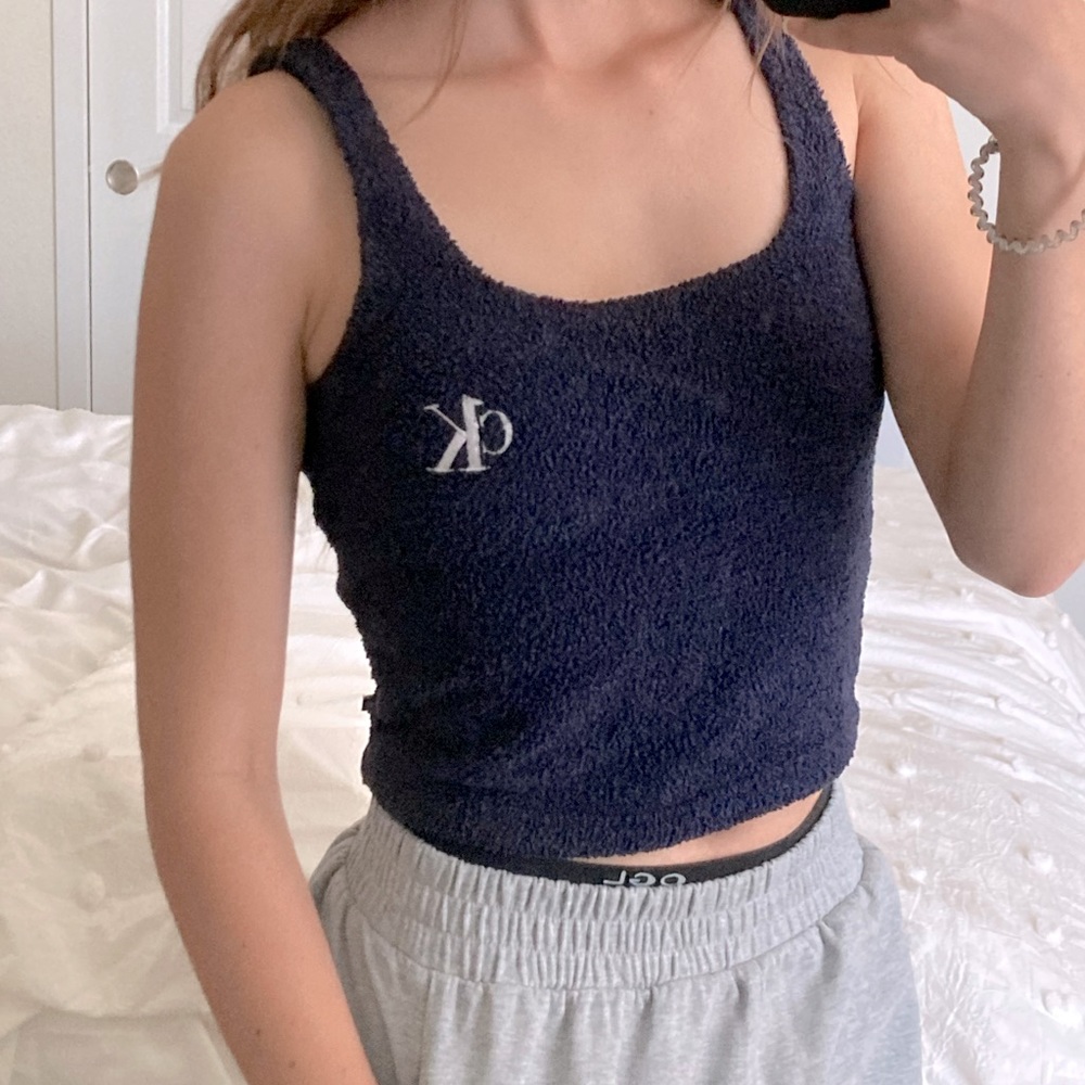 Fluffy Navy blue Calvin Klein top